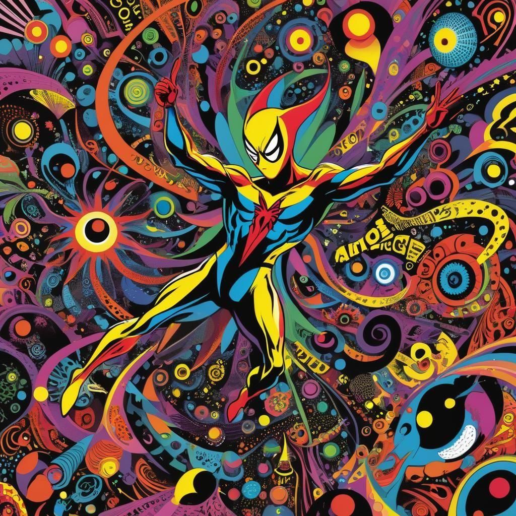 Colorful Superhero Character in Comic Book Style