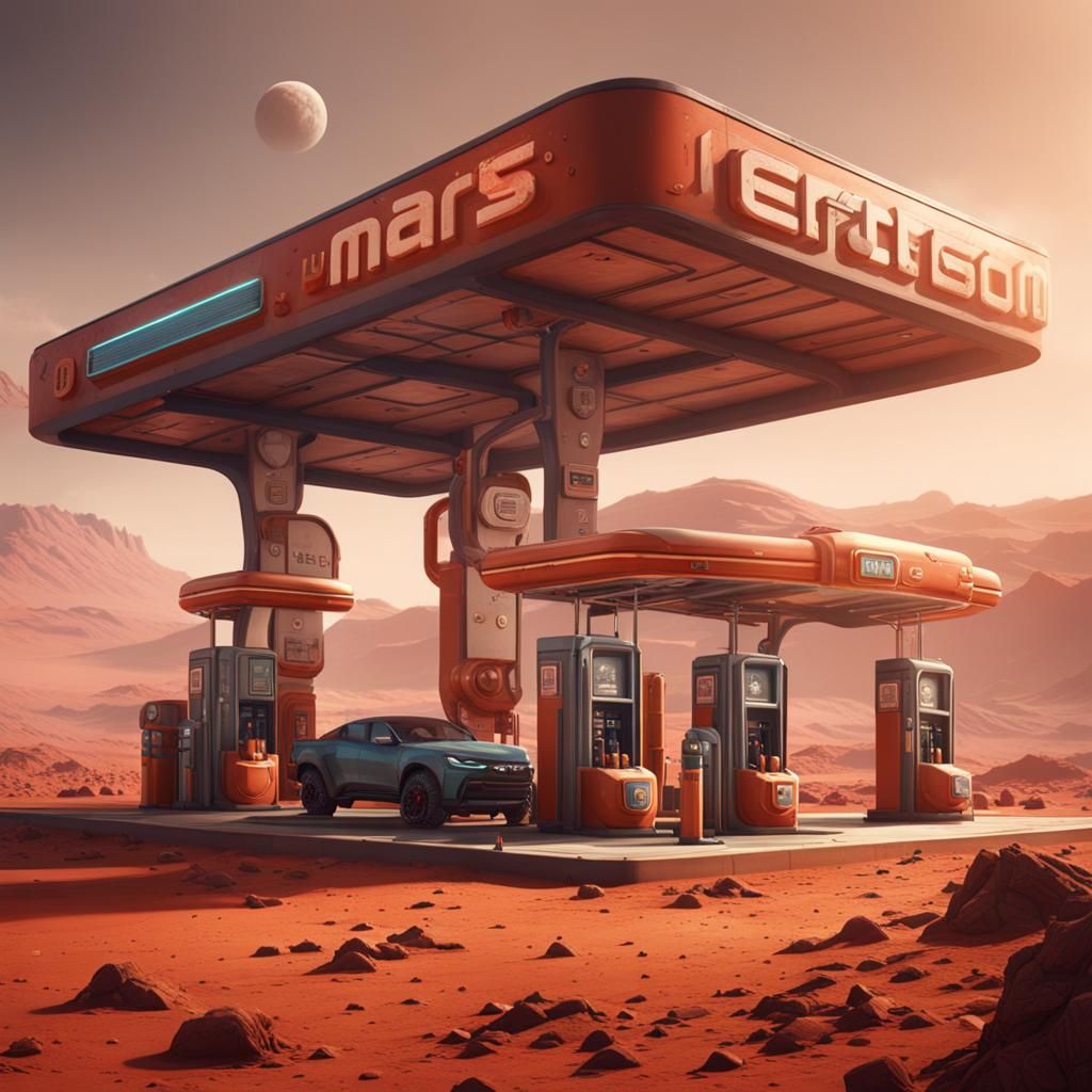 Gas Station on Mars: Fantasy Concept Art