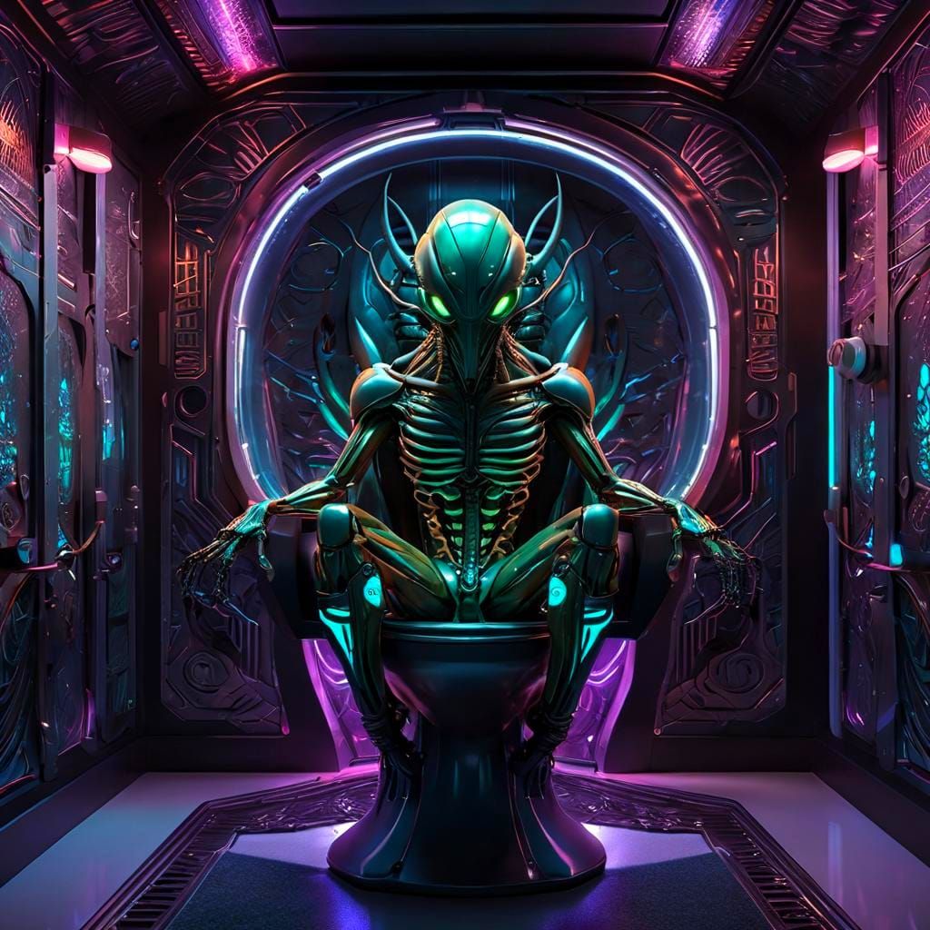 Futuristic Alien Restroom with Ottoman Aesthetic