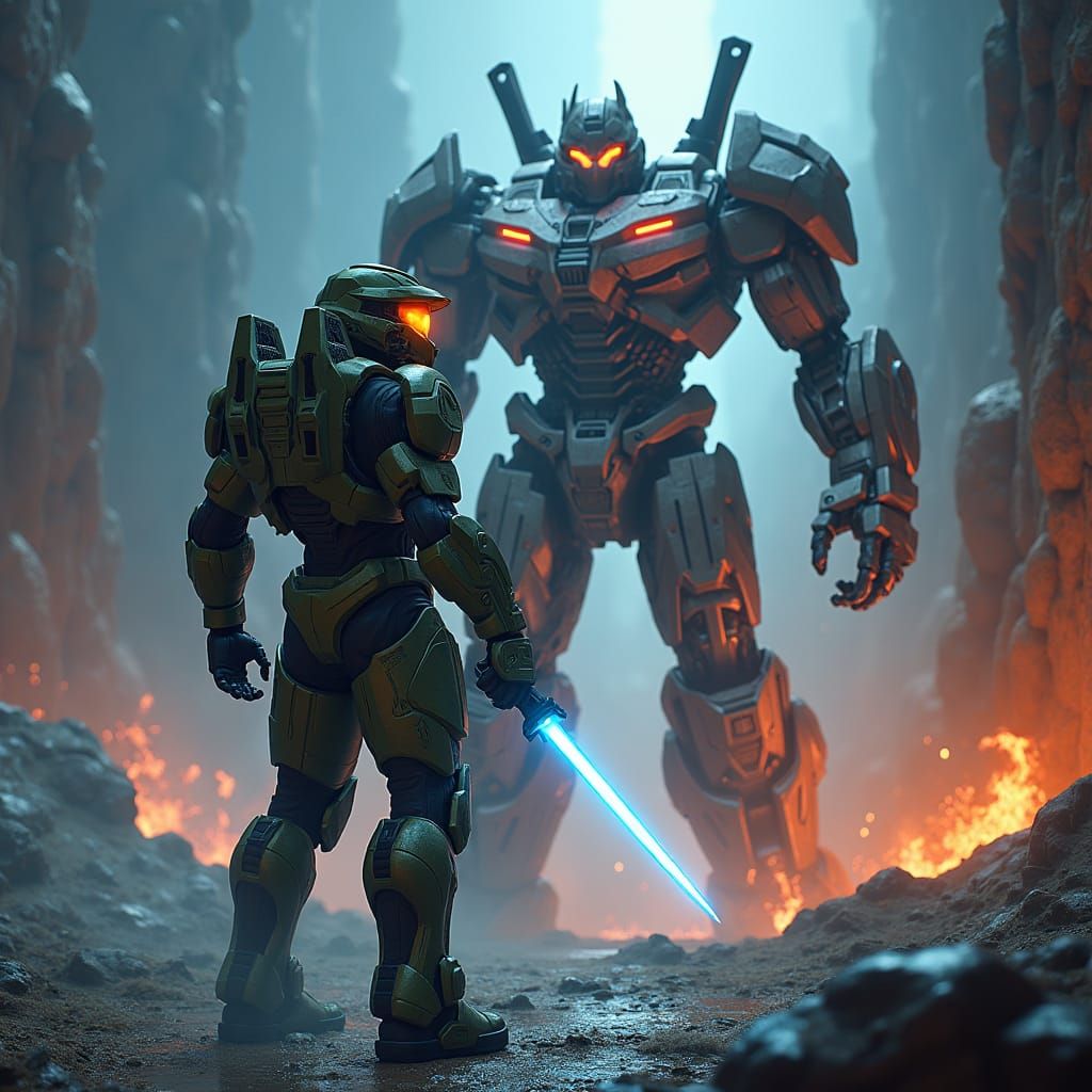 Master Chief vs Optimus Prime: Epic Matte Painting