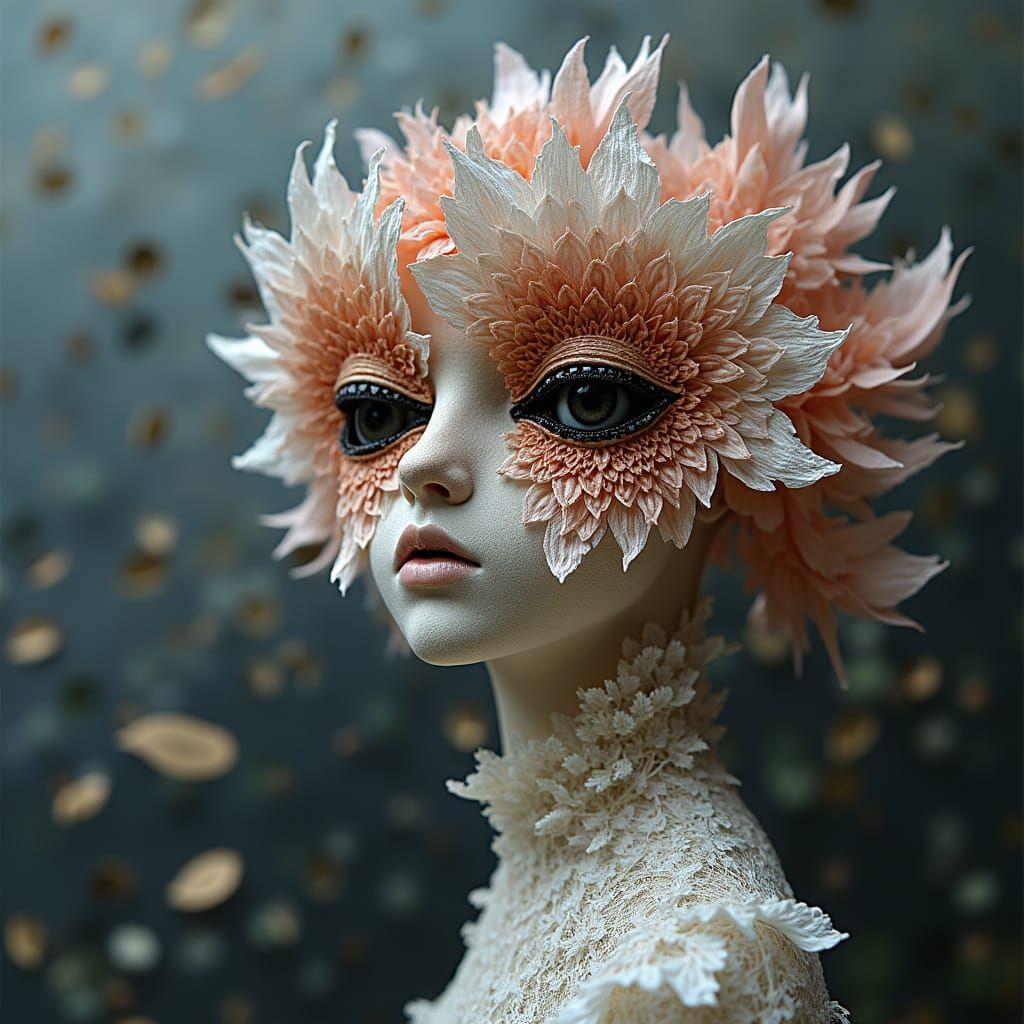 Surreal Metallic Paper Eyes in Dreamlike Sculpture