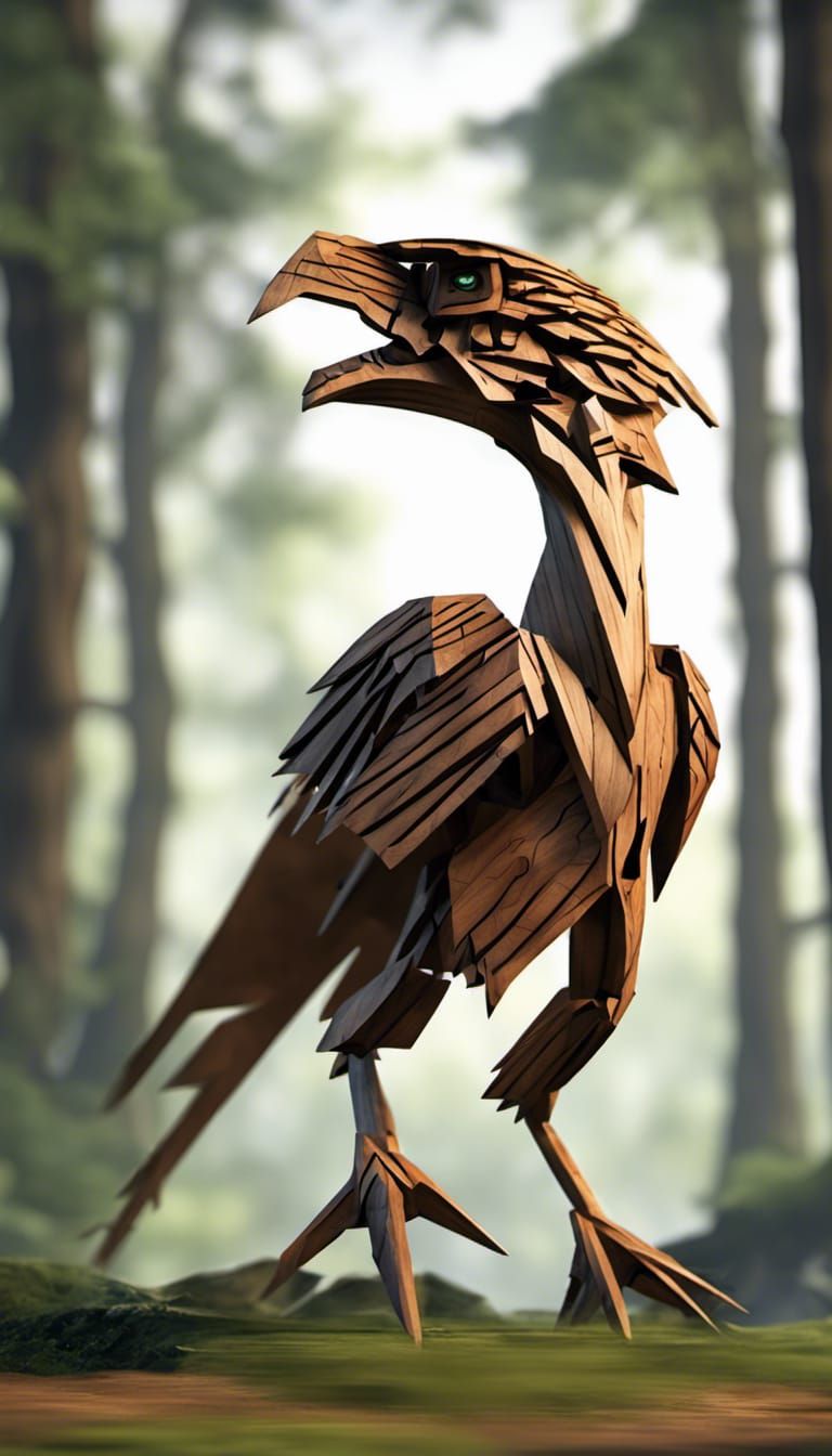 Armored Wooden Deinonychus in Forest