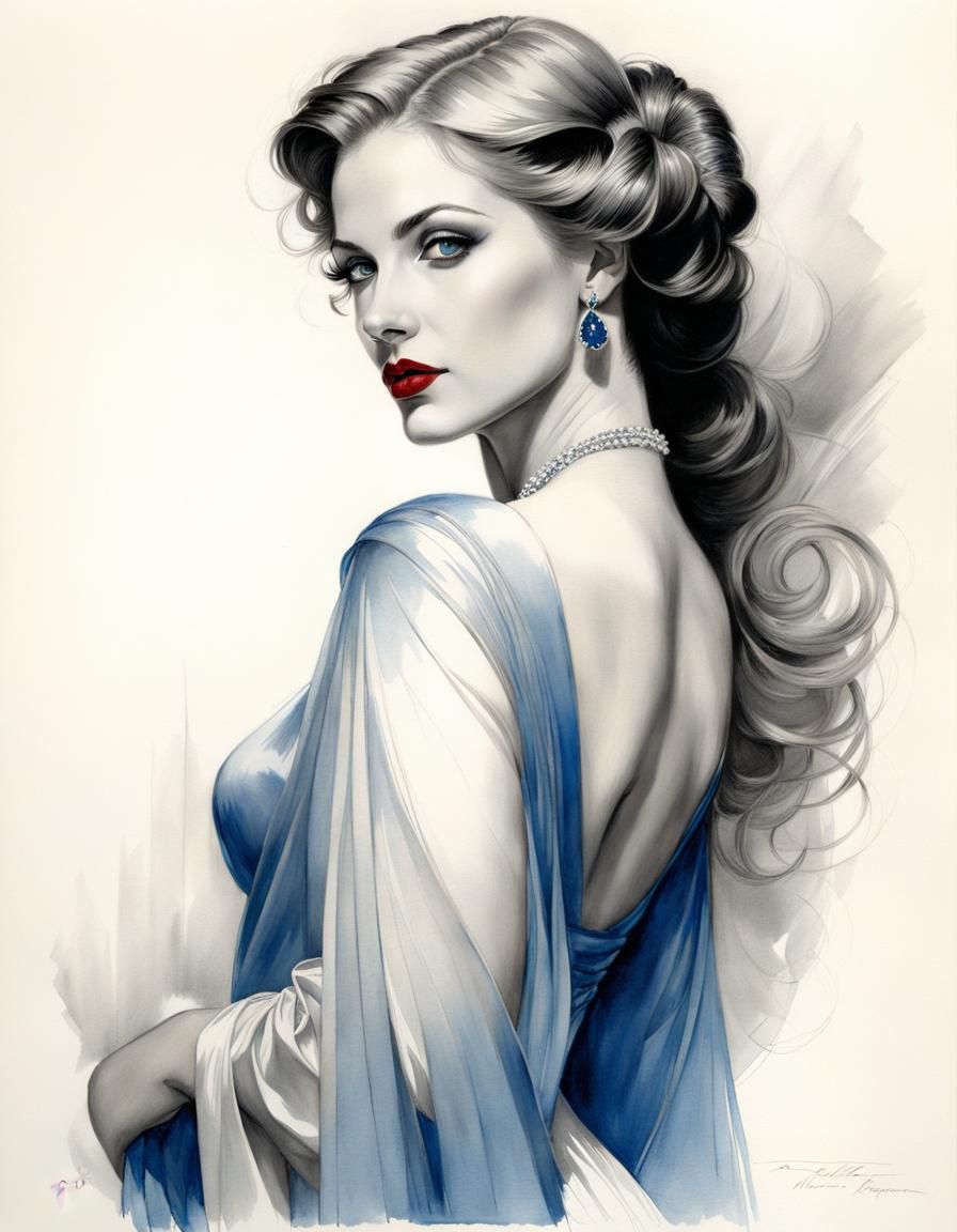 Michelle Pfeiffer Portrait in Art Nouveau Style