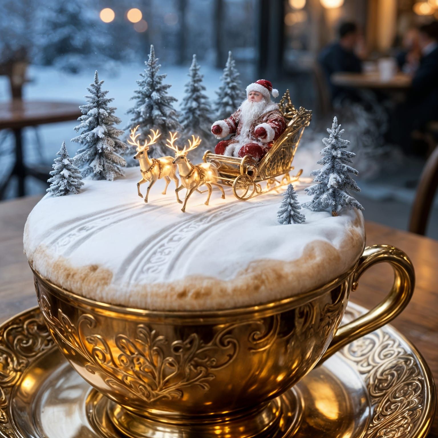 Magical Coffee Foam Transforms into Snowy Winter Scene