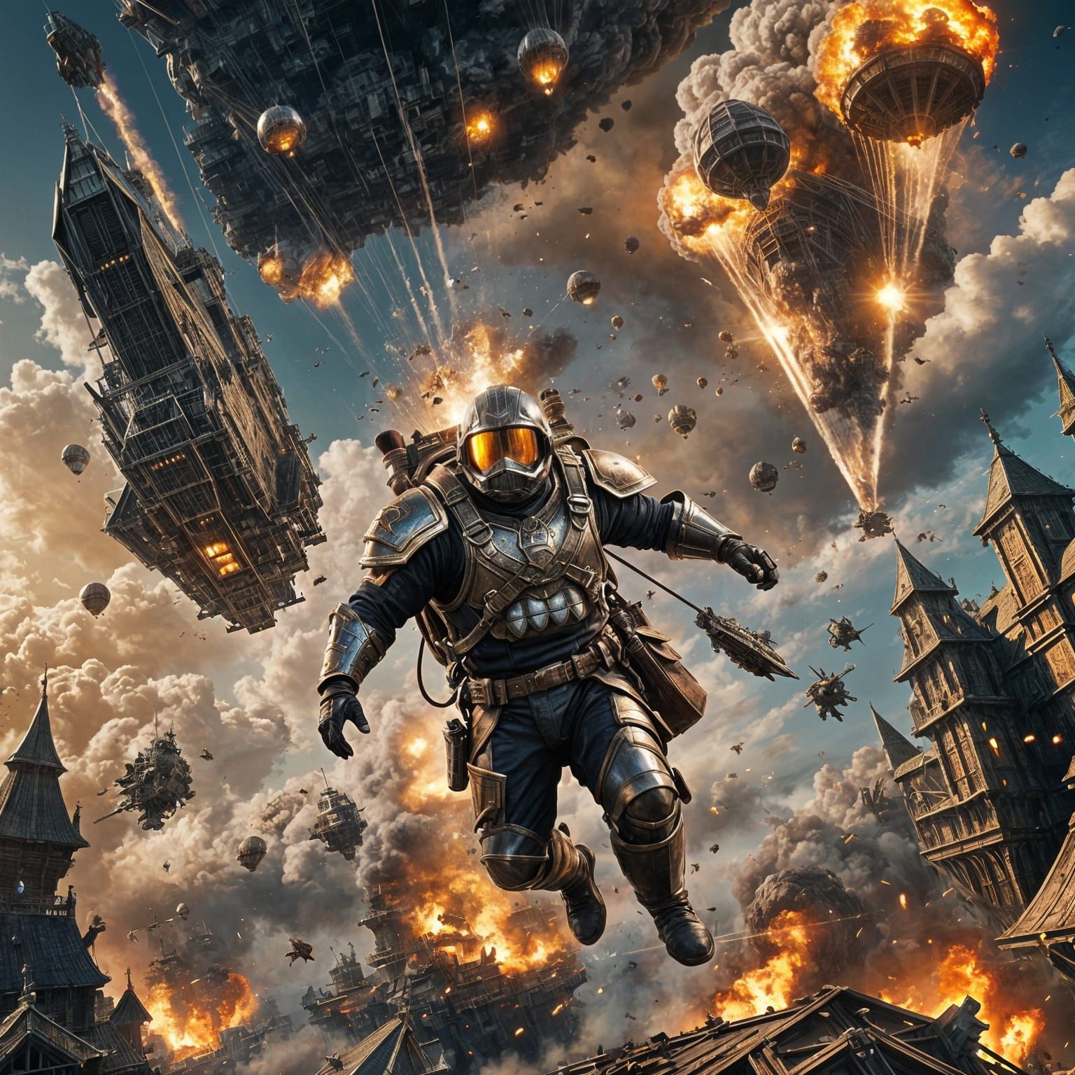 Dwarven Sky Diver: Epic Fantasy Concept Art