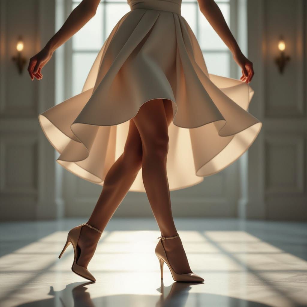 Graceful Dancer Rose in High Heels, Hyperrealistic