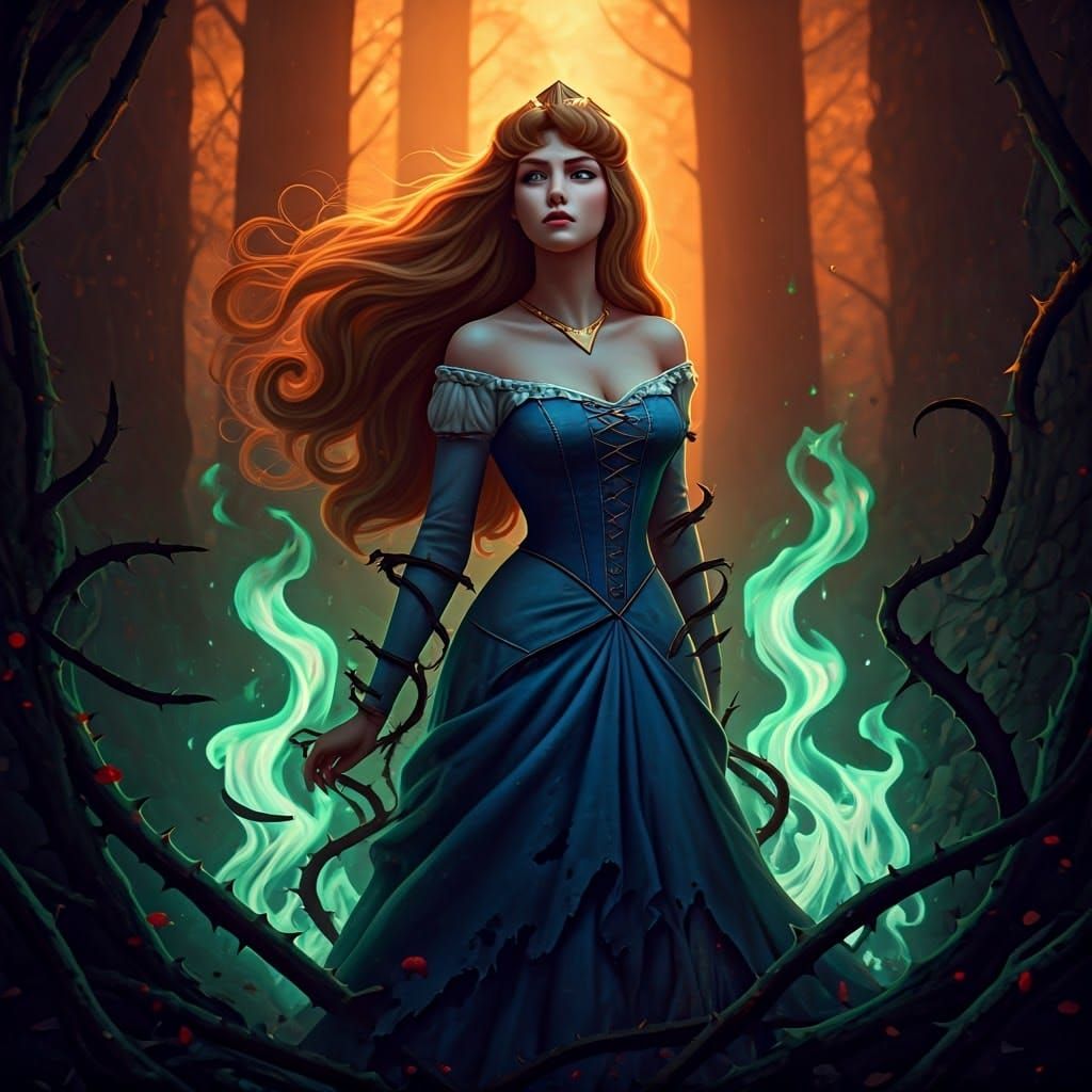 Princess Aurora in a dark dream forest 4