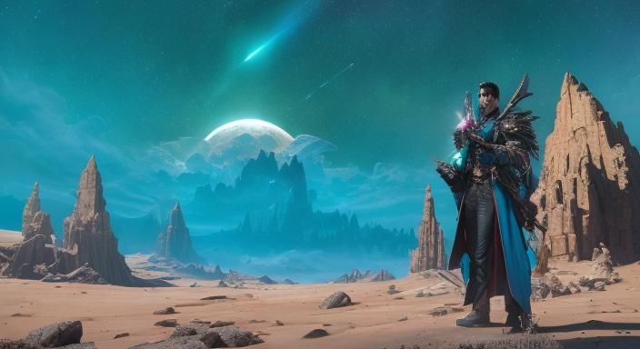 Cosmic Astral Scene in Game Cinematic Style