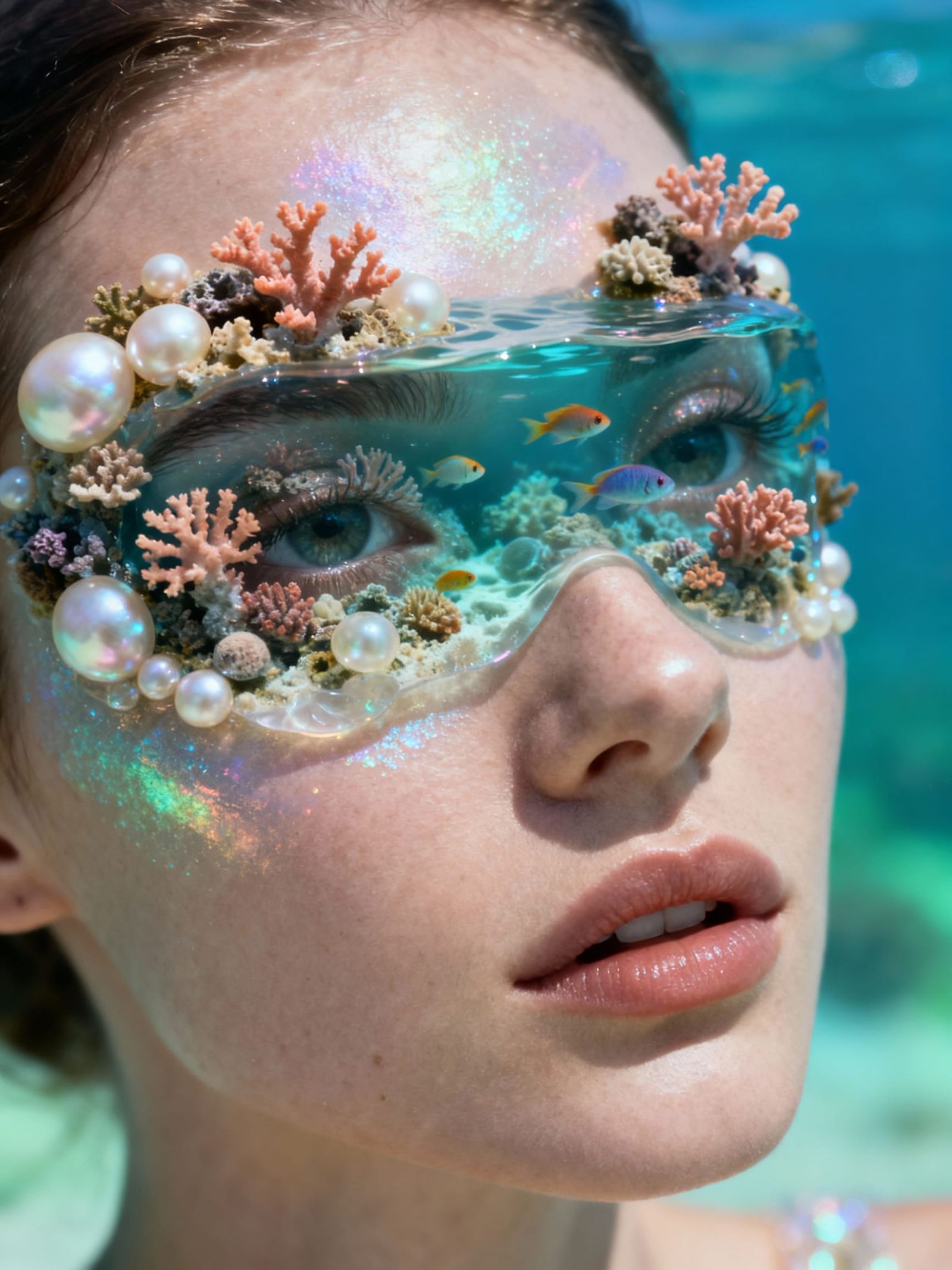 Surreal Portrait of Woman With Reef Eyes