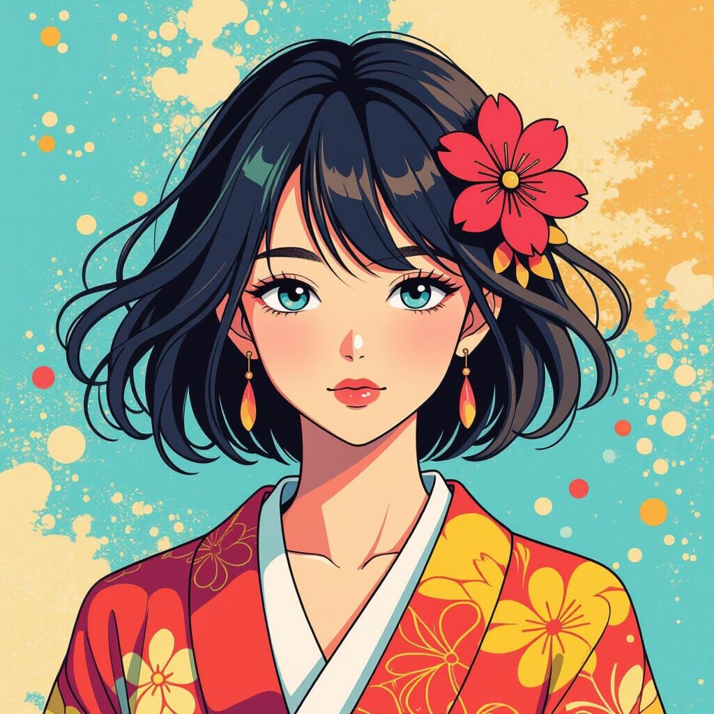 Vibrant Manga Illustration with Bold Lines