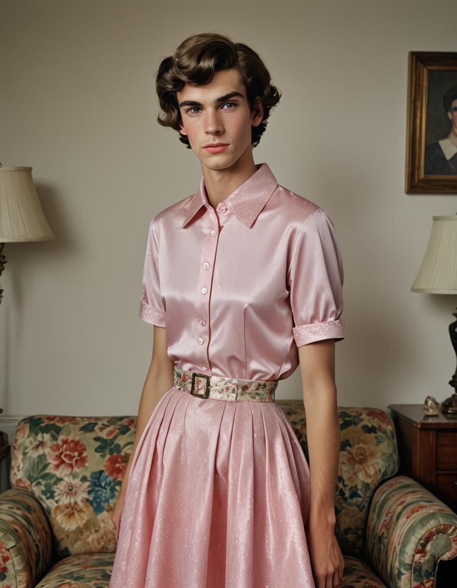 Cross-Dressed Boy in 1950s Dress, Professional Portrait