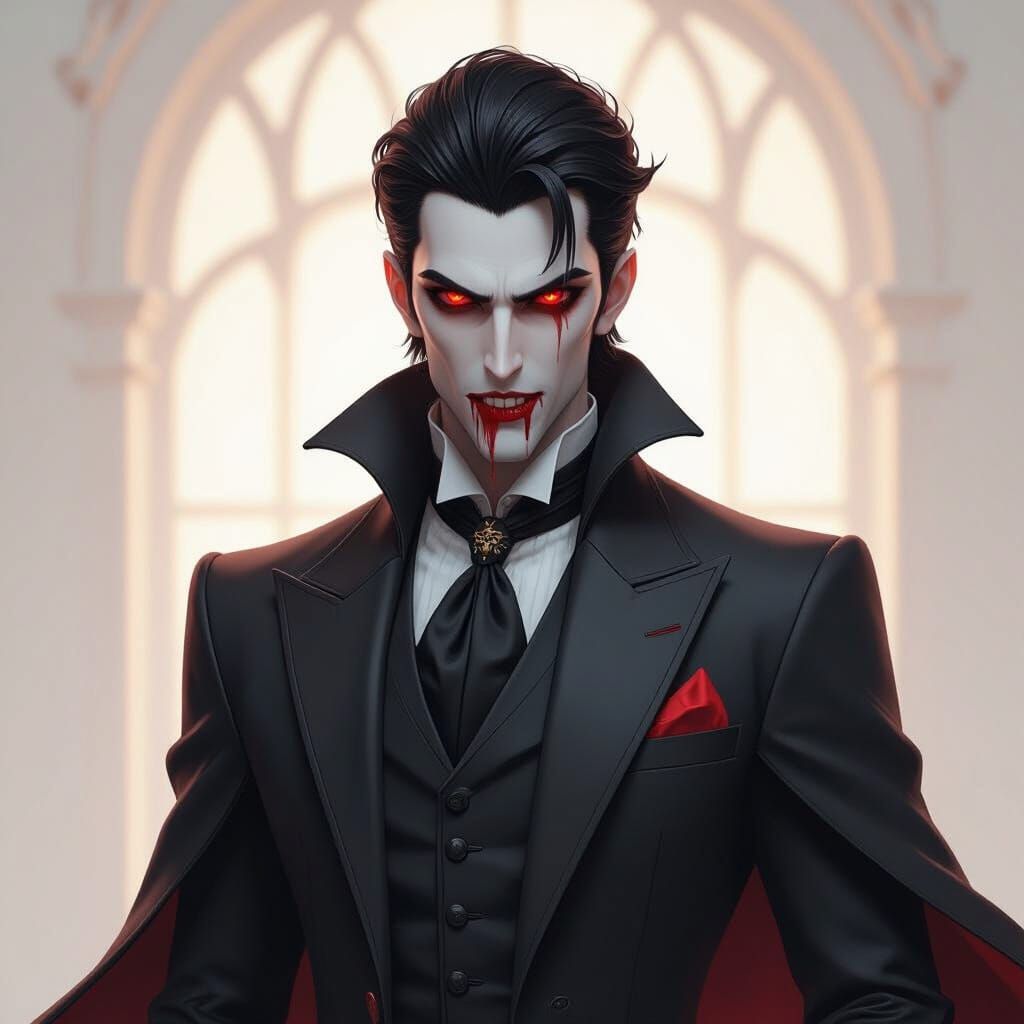 Morbius as Victorian Vampire with Glowing Red Eyes