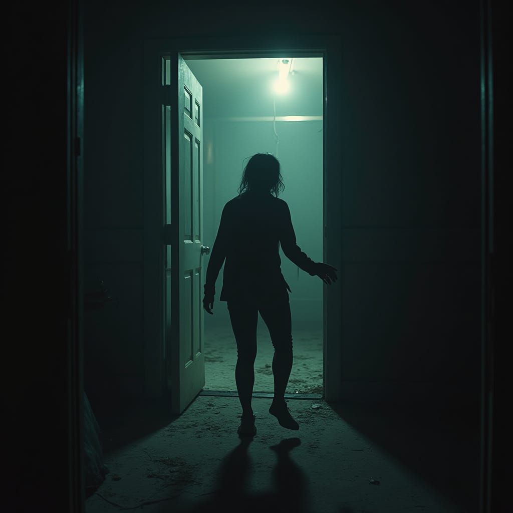 Classic 80s Horror Scene with Distorted VHS Tracking Lines