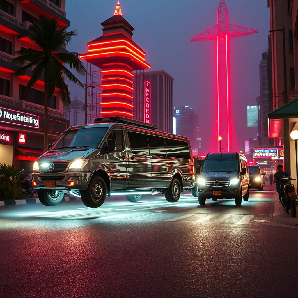 Futuristic Bali Transportation in Cyberpunk Style