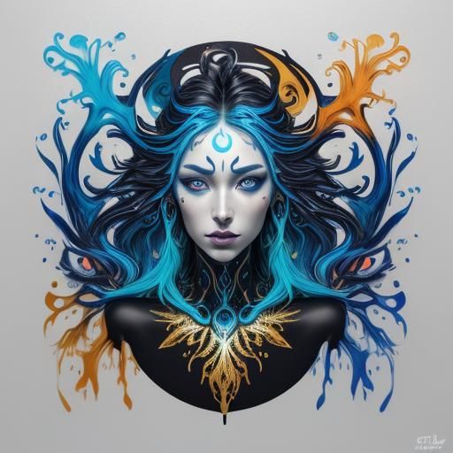 Bioluminescent Humanoid Tree in Fantasy Expressionism Style