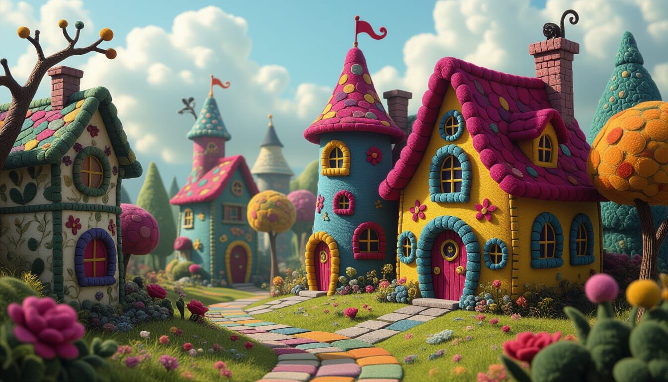 Felt Fantasy World in Burtonesque Style