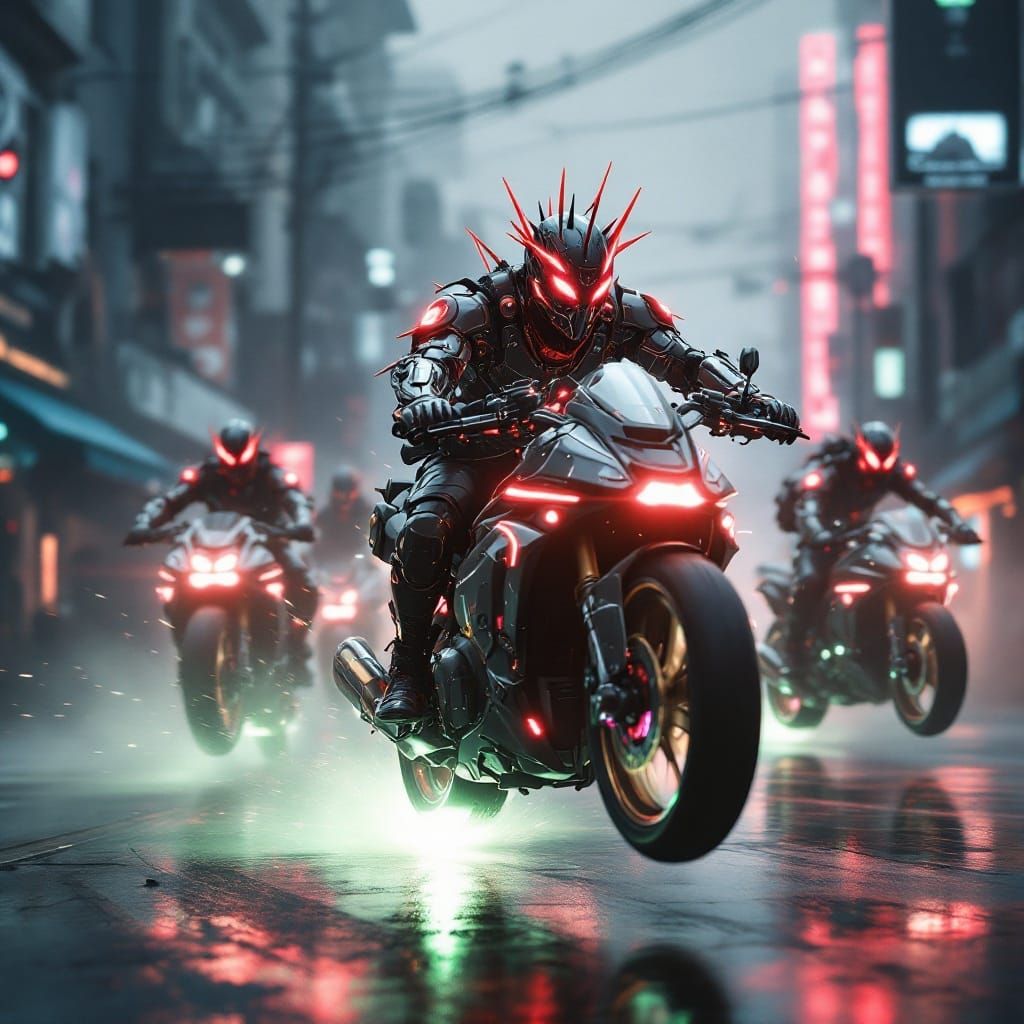 Cyberpunk Street Rebels on Levitating Bikes