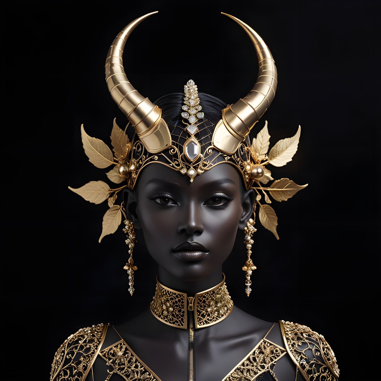 Luxurious Cyberpunk Headgear for a Futuristic Princess