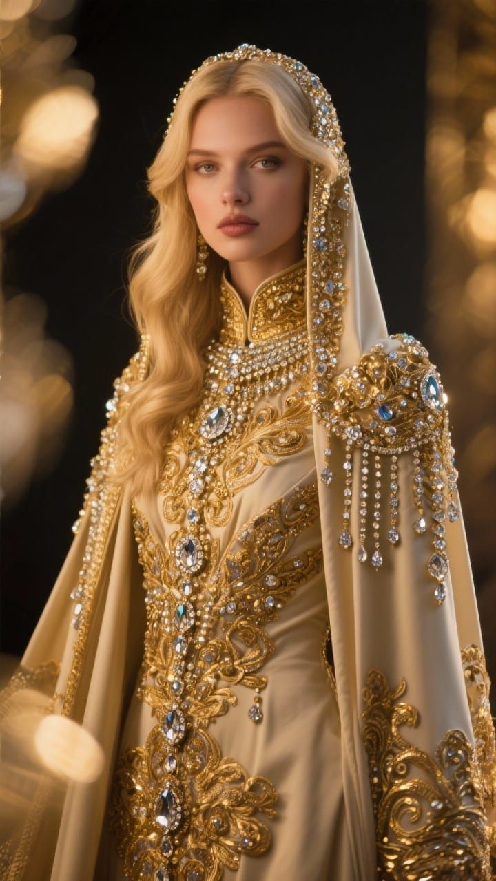 Luxury Abaya Fashion Photo of Blonde Model