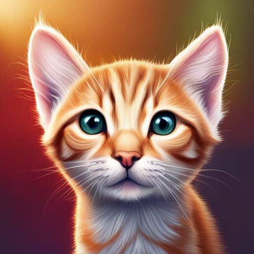 Hyperrealistic Kitten in Colorful Splash Art Style
