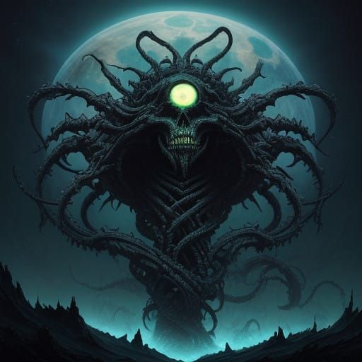 Cosmic Horror Alien Consumes Celestial Body