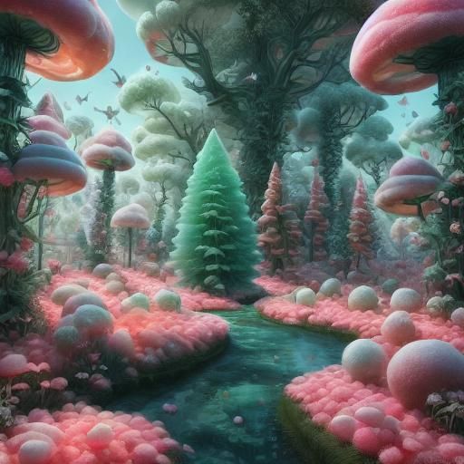 Glowing Honeycomb in Mystical Forest: Oil Painting