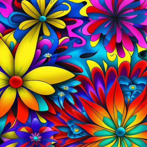 Colorful Flowers. Bright Colors. Abstract Flowers. Bright Fl...