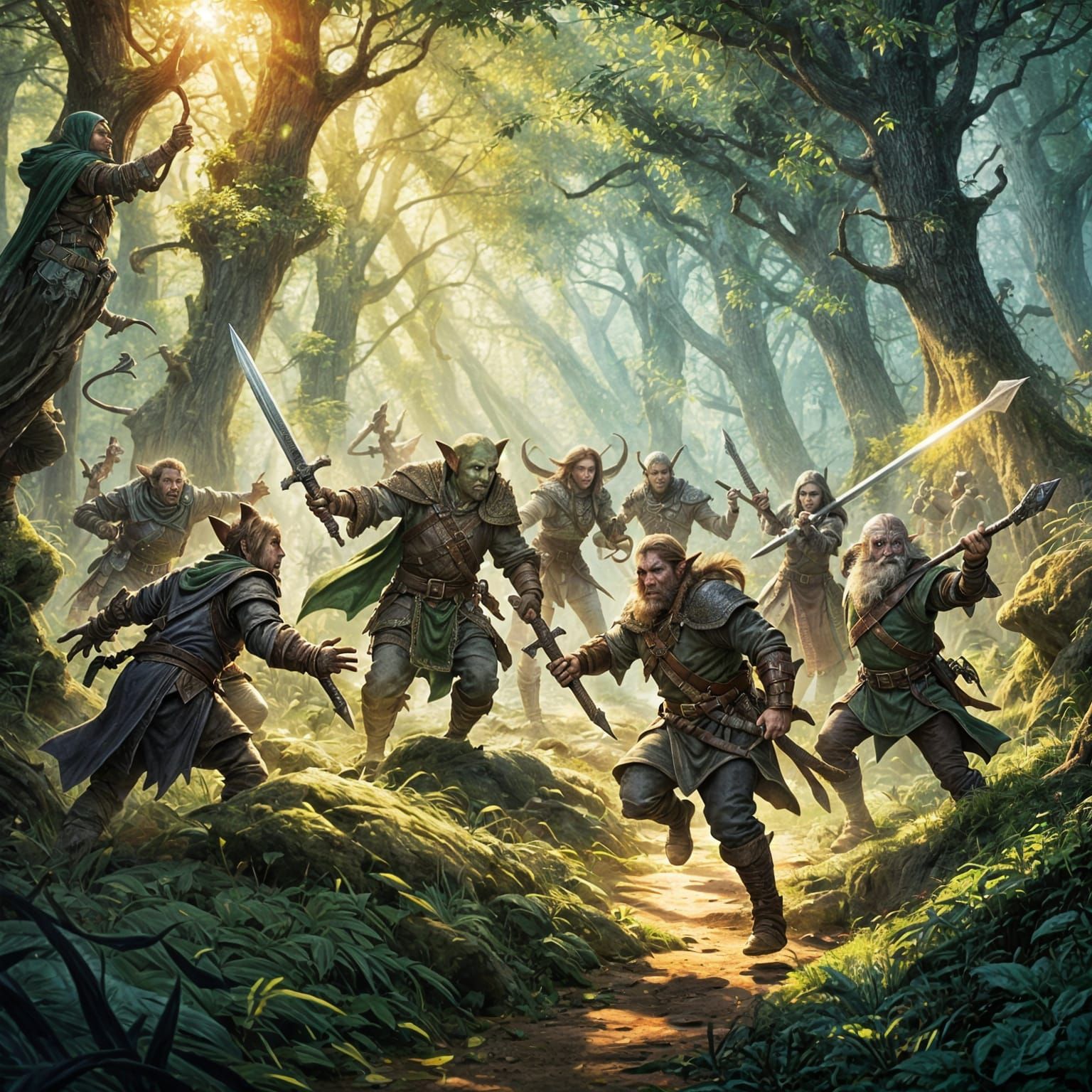 Goblins Ambush Adventurers in Enchanted Forest