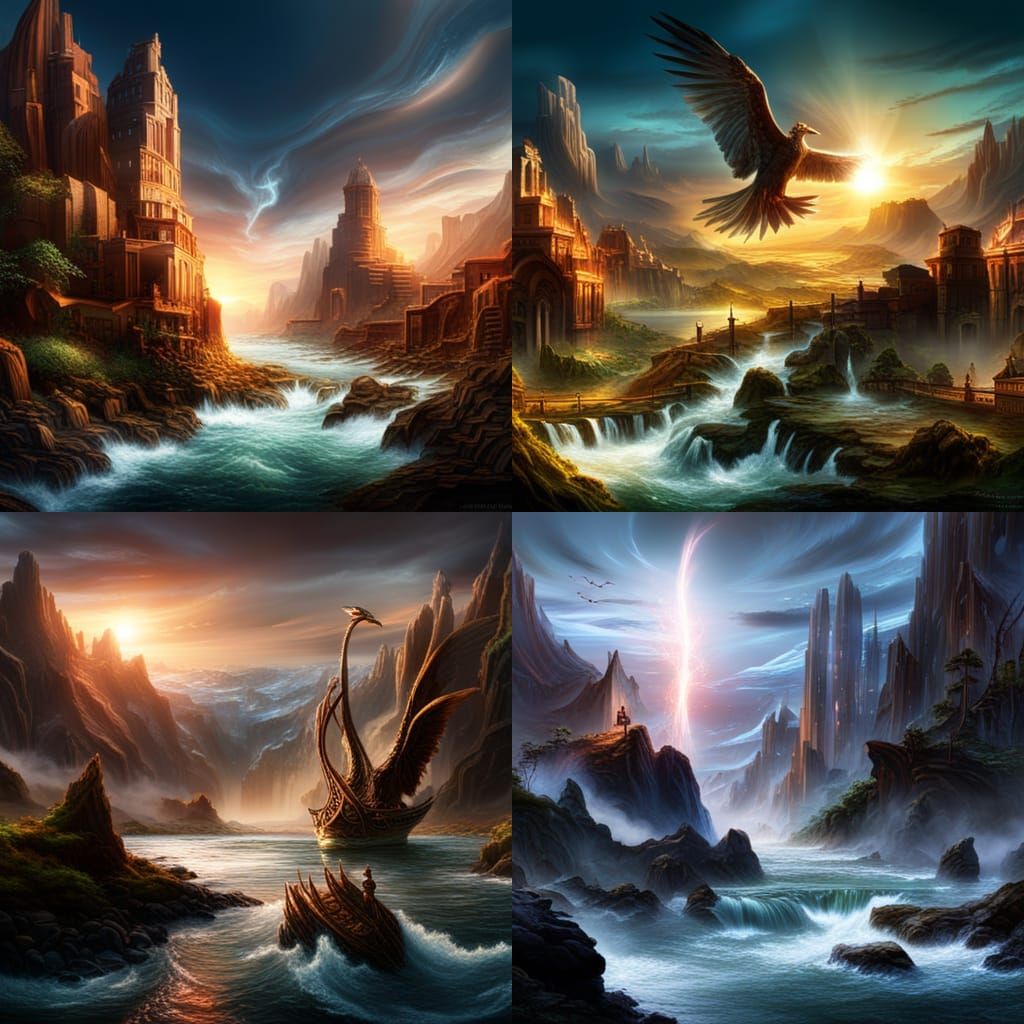 Water Phoenix Digital Matte Painting