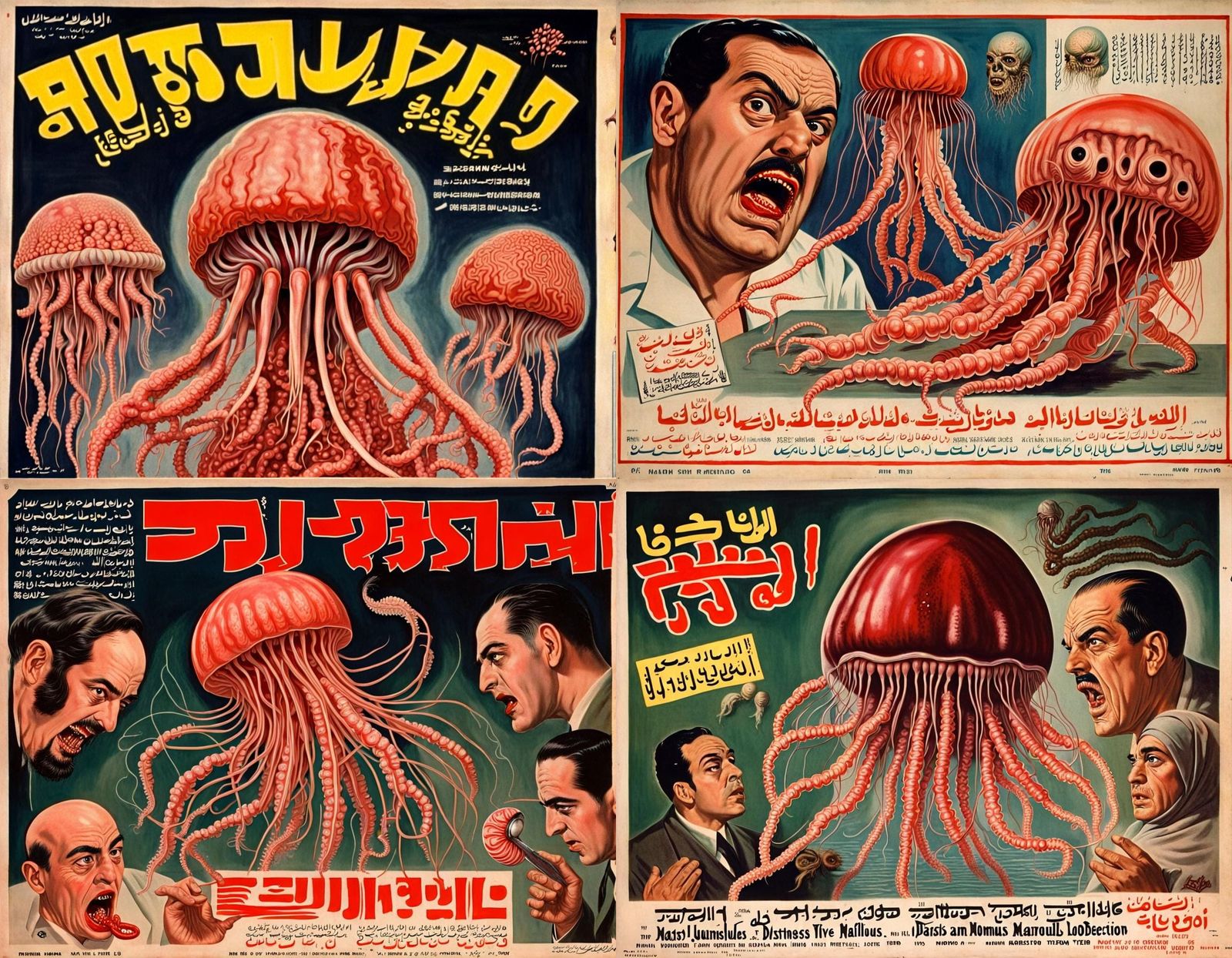 Vintage Horror Movie Poster with Jellyfish Theme