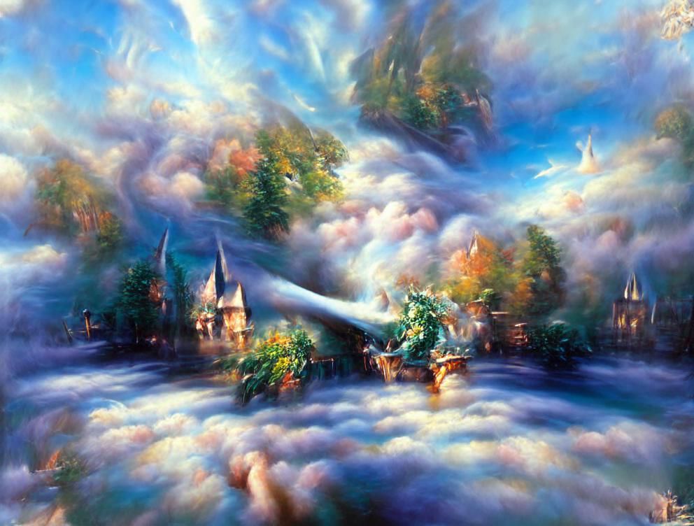 Ethereal Witch Flight Over Fantasy Forest