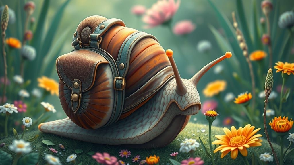 Snail Explorer in Art Nouveau Garden