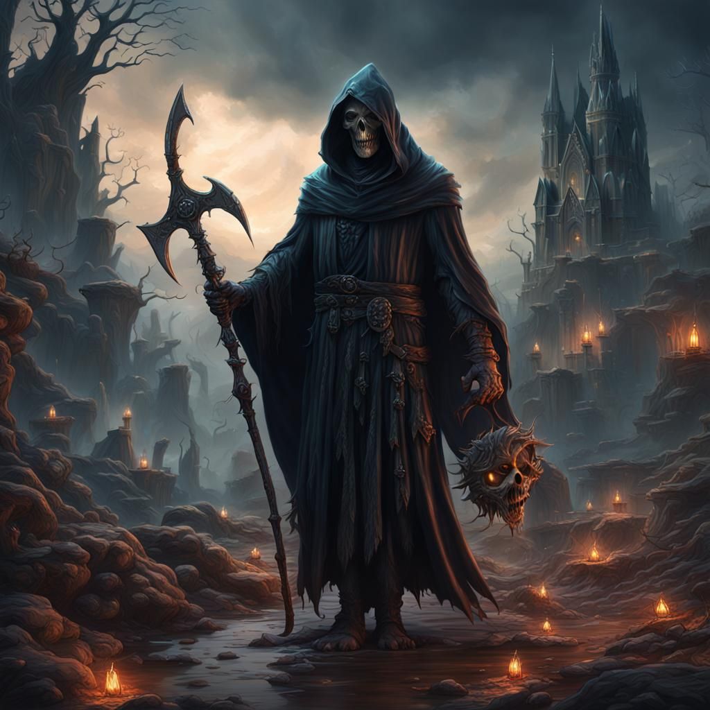 Detailed Grim Reaper Matte Painting in Deep Color