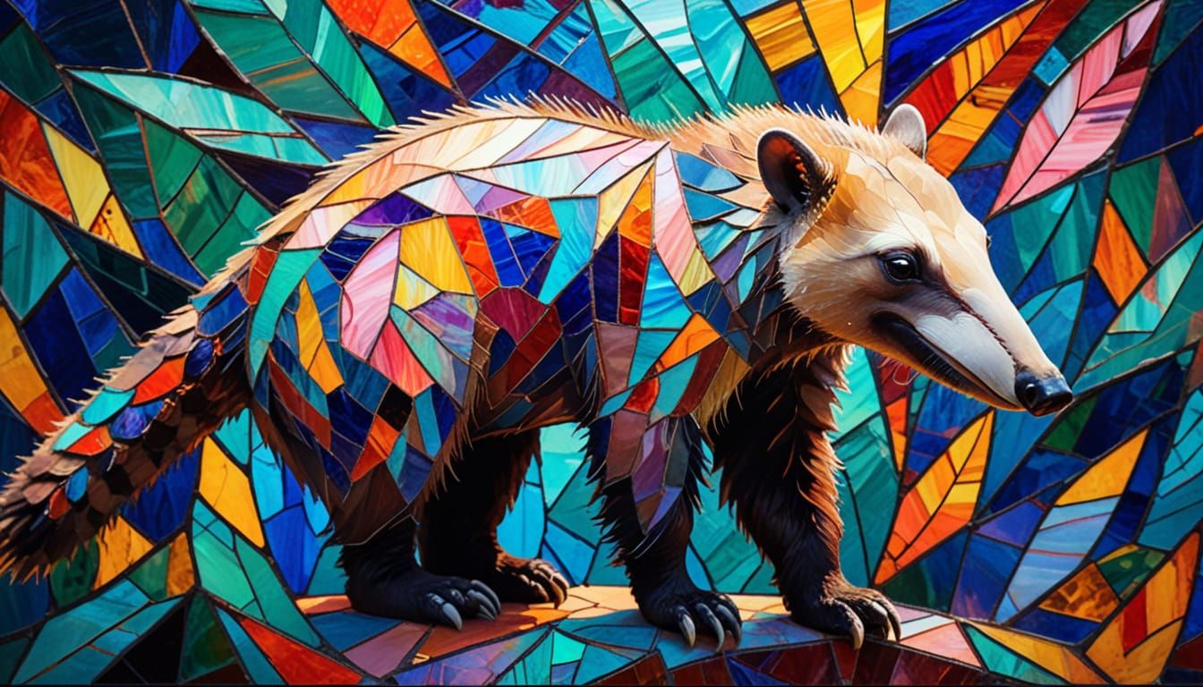 Vibrant Abstract Anteater in Iridescent Colors