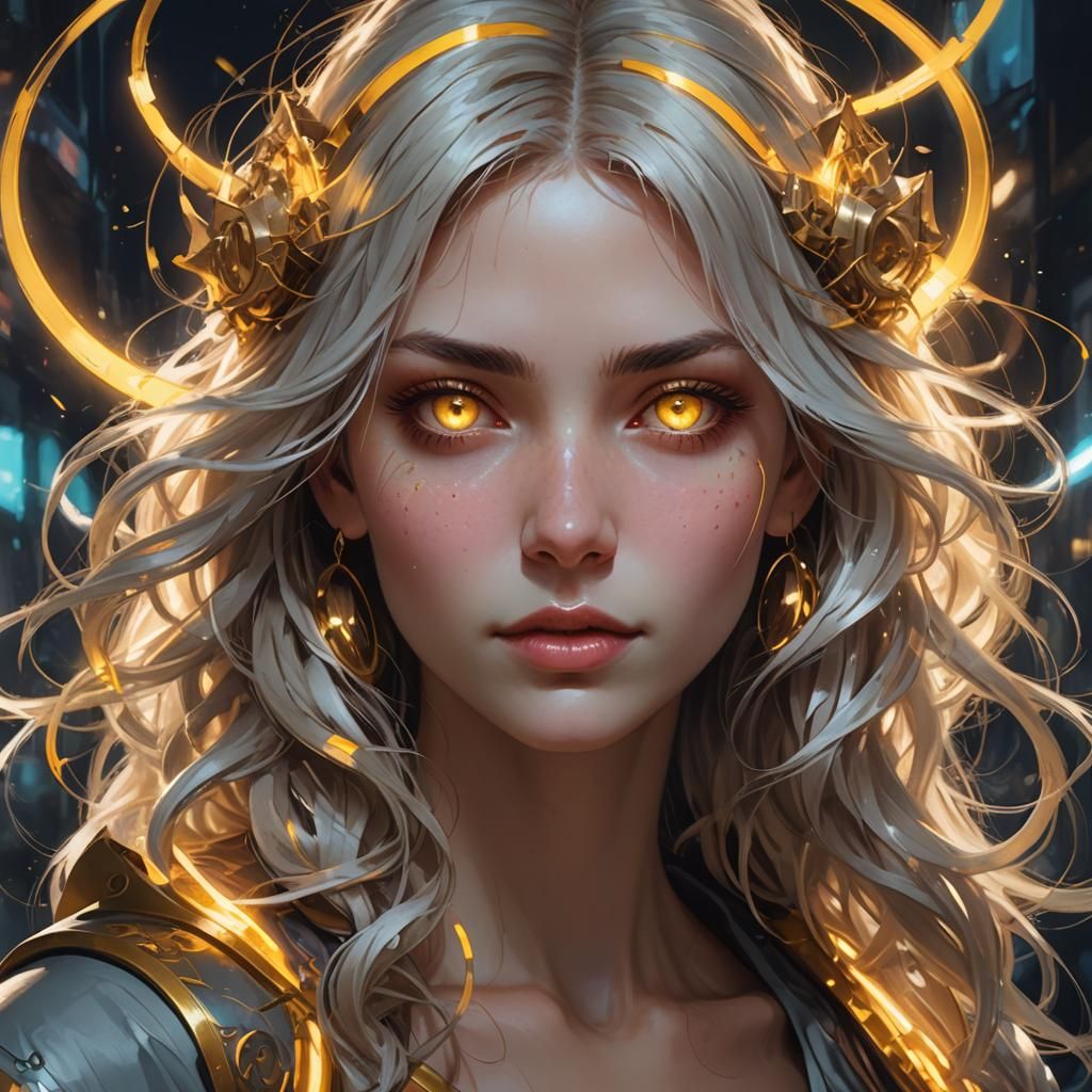 Girl with Glowing Eyes: Hyperdetailed Art Portrait
