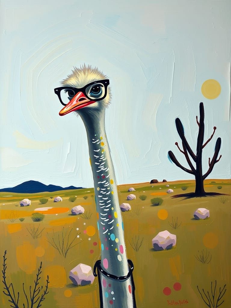Trendy Ostrich in an Expressive Modern Style