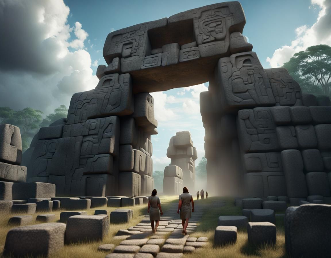 Olmec Ruins with Granite Megaliths in 8K