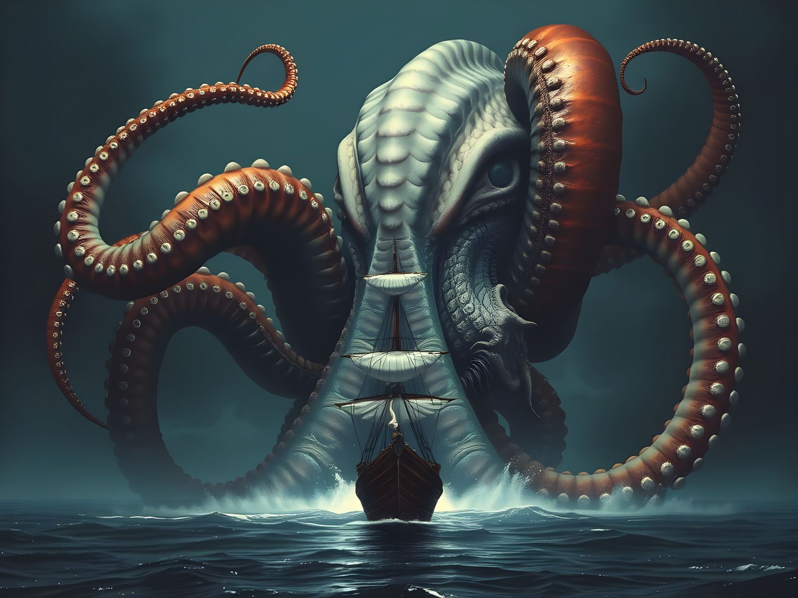 Giant Kraken: Legendary Sea Monster Illustration