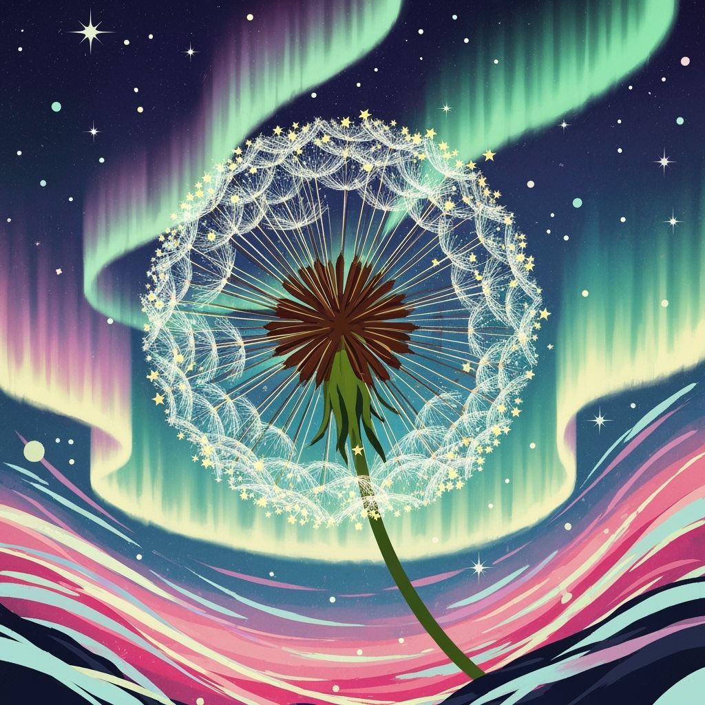 Giant Dandelion Seed Floats in Cosmic Void with Star Seeds