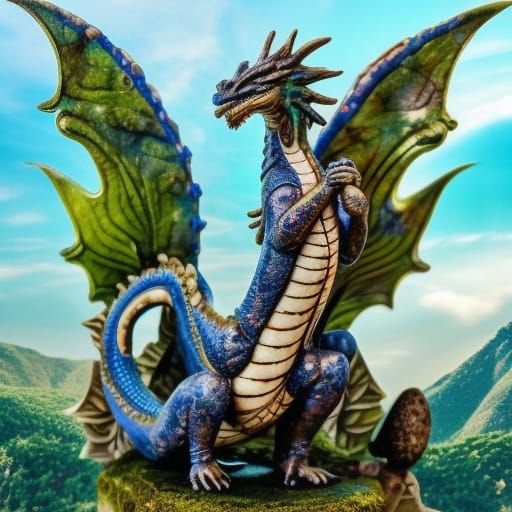 Futuristic Blue Dragon Portrait in Digital Art Style