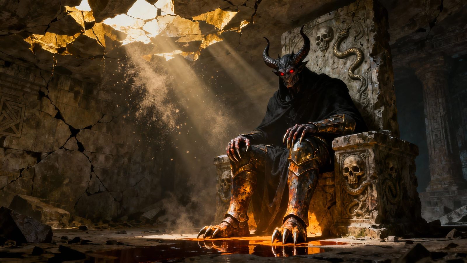 Brooding Demon King in Shadowed Temple