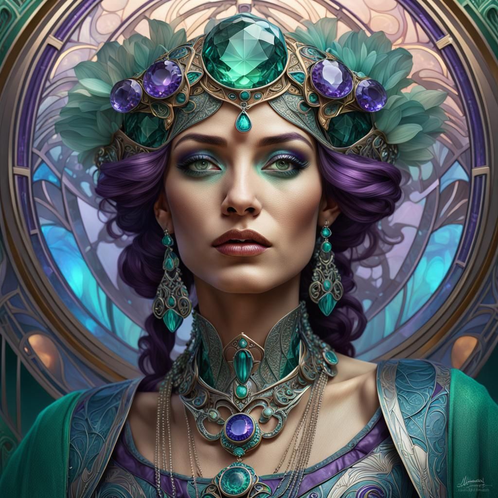 Art Nouveau Portrait with Dynamic Lighting