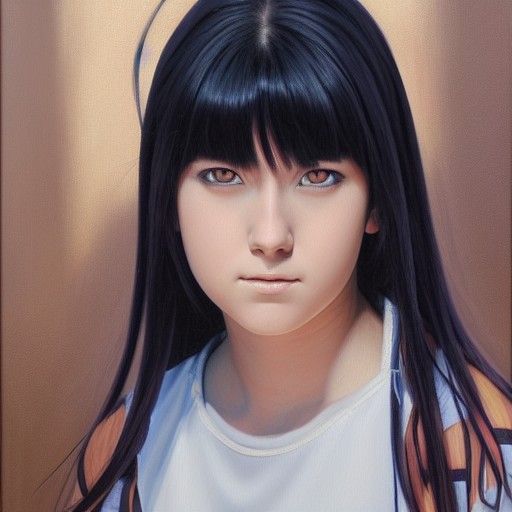 Hinata Hyuga as Oil Painting Portrait