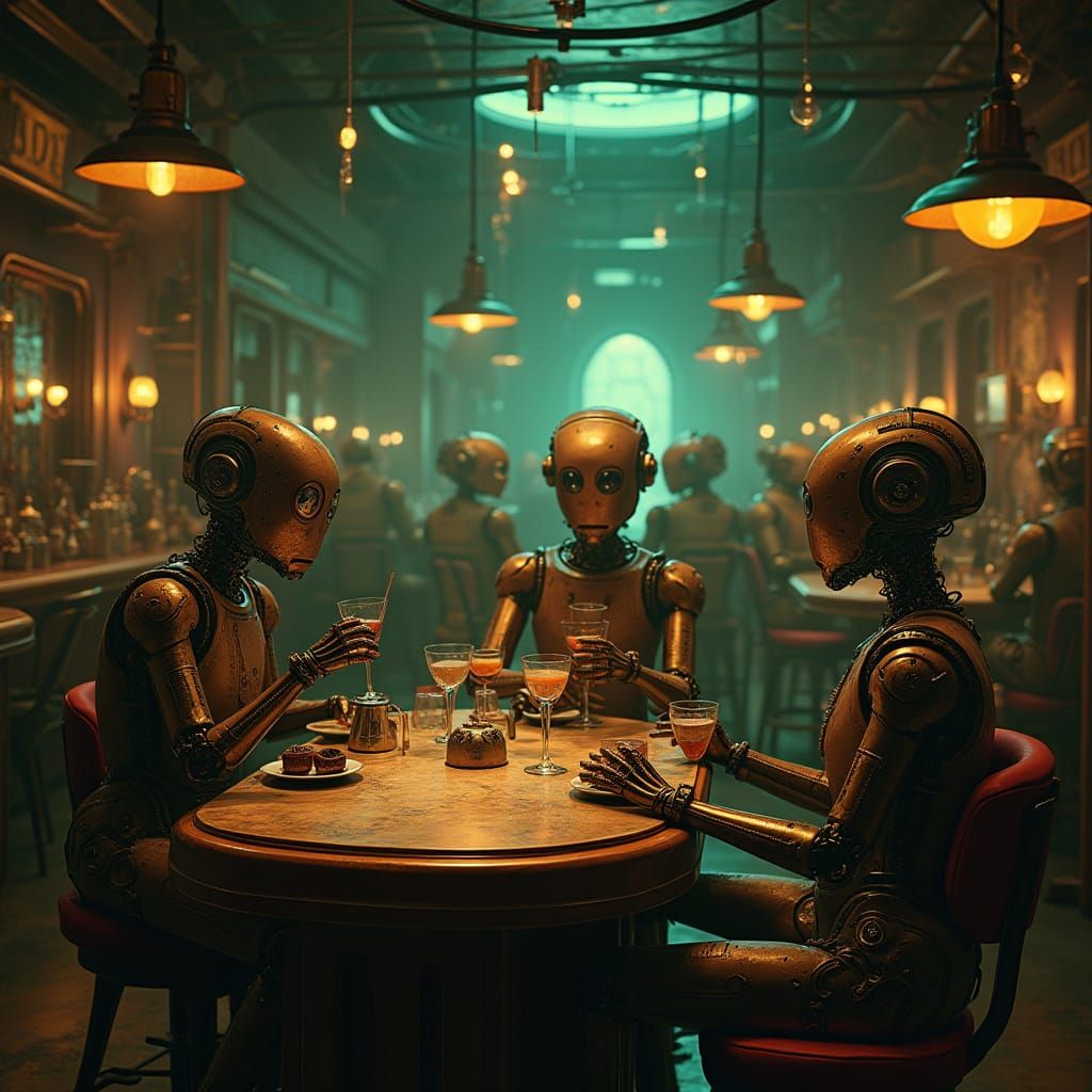 Robots in Secret Speakeasy: Art Deco Steampunk