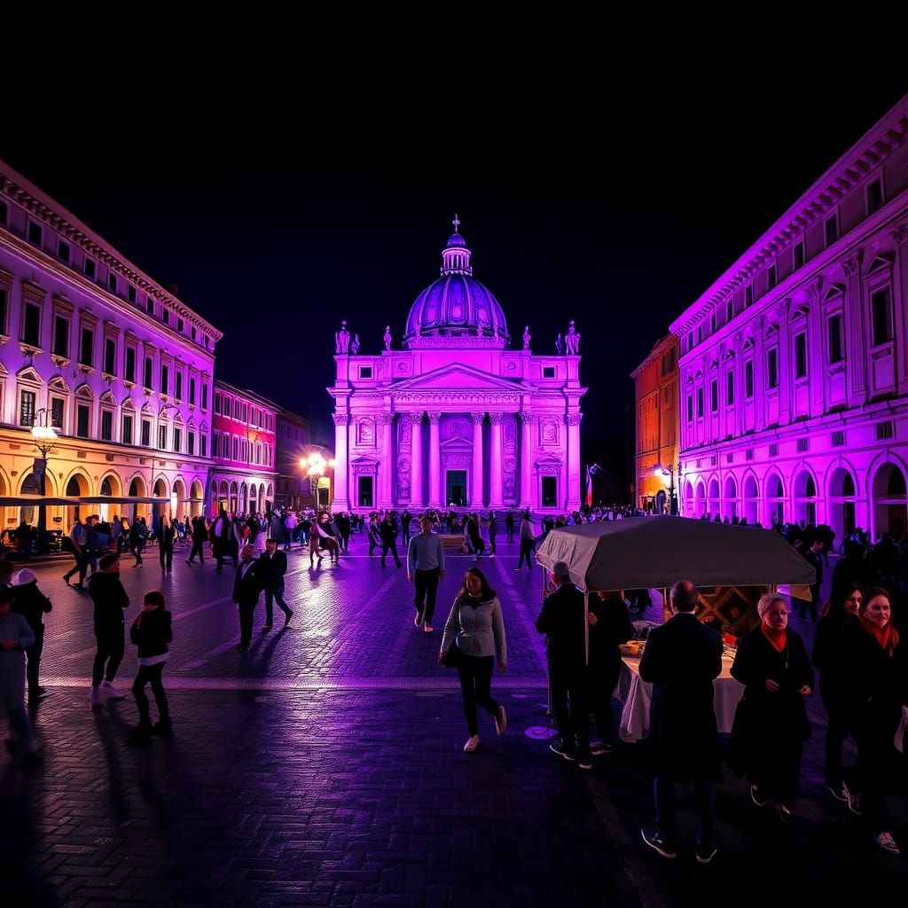 Pisa's Square of Miracles Bathed in Moody Purple Light
