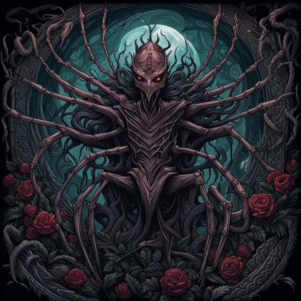 Ornate Portrait of an Evil Spider Drider