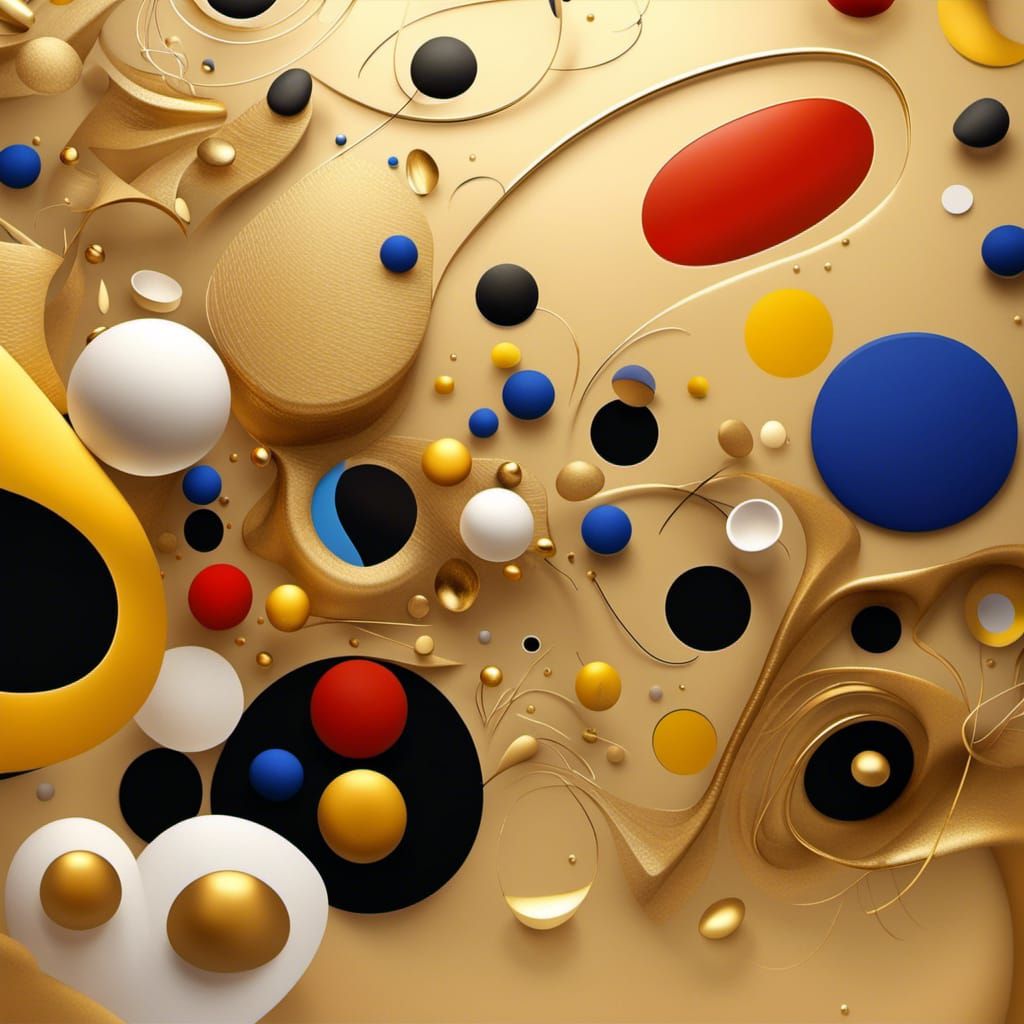 Abstract Golden Cycles: A Matte Painting in Miró Style