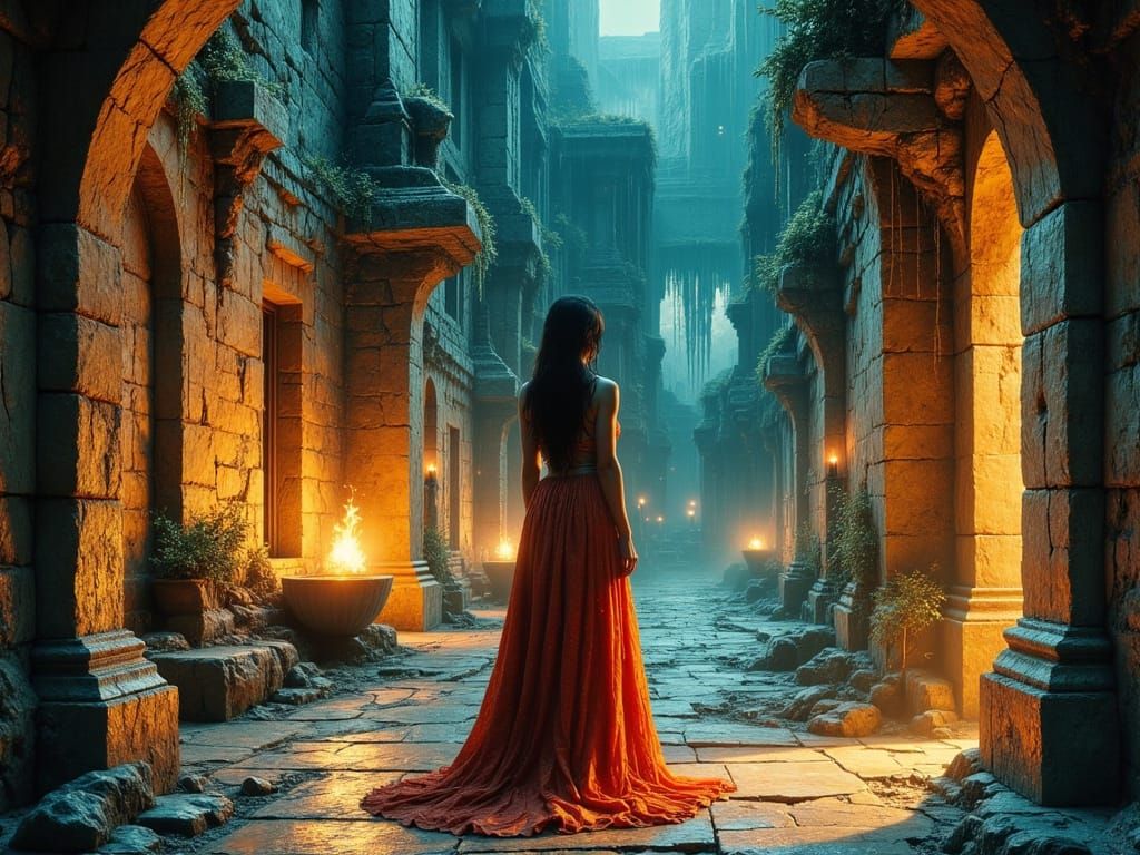 Marion Ravenwood in Mayan Temple, Detailed Art