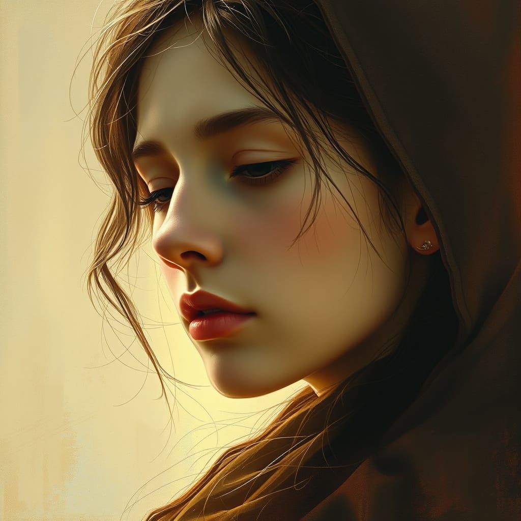 Ethereal Portrait of a Woman in Warm, Dreamy Light