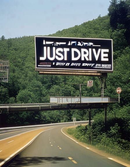 Highway Billboard Displaying the Word "Just"